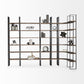 90" Black And Brown Iron and Wood Six Tier Bookcase