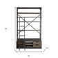 94" Brown Metal and Wood Four Tier Ladder Bookcase