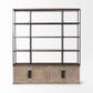 90" Brown Iron and Wood Three Tier Bookcase
