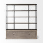 90" Brown Iron and Wood Three Tier Bookcase