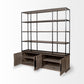 90" Brown Iron and Wood Three Tier Bookcase
