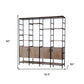90" Brown Metal and Wood Bookcase