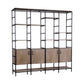 90" Brown Metal and Wood Bookcase