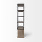 90" Brown Iron and Wood Three Tier Bookcase