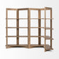 72" Brown Solid Wood and Wood Four Tier Bookcase