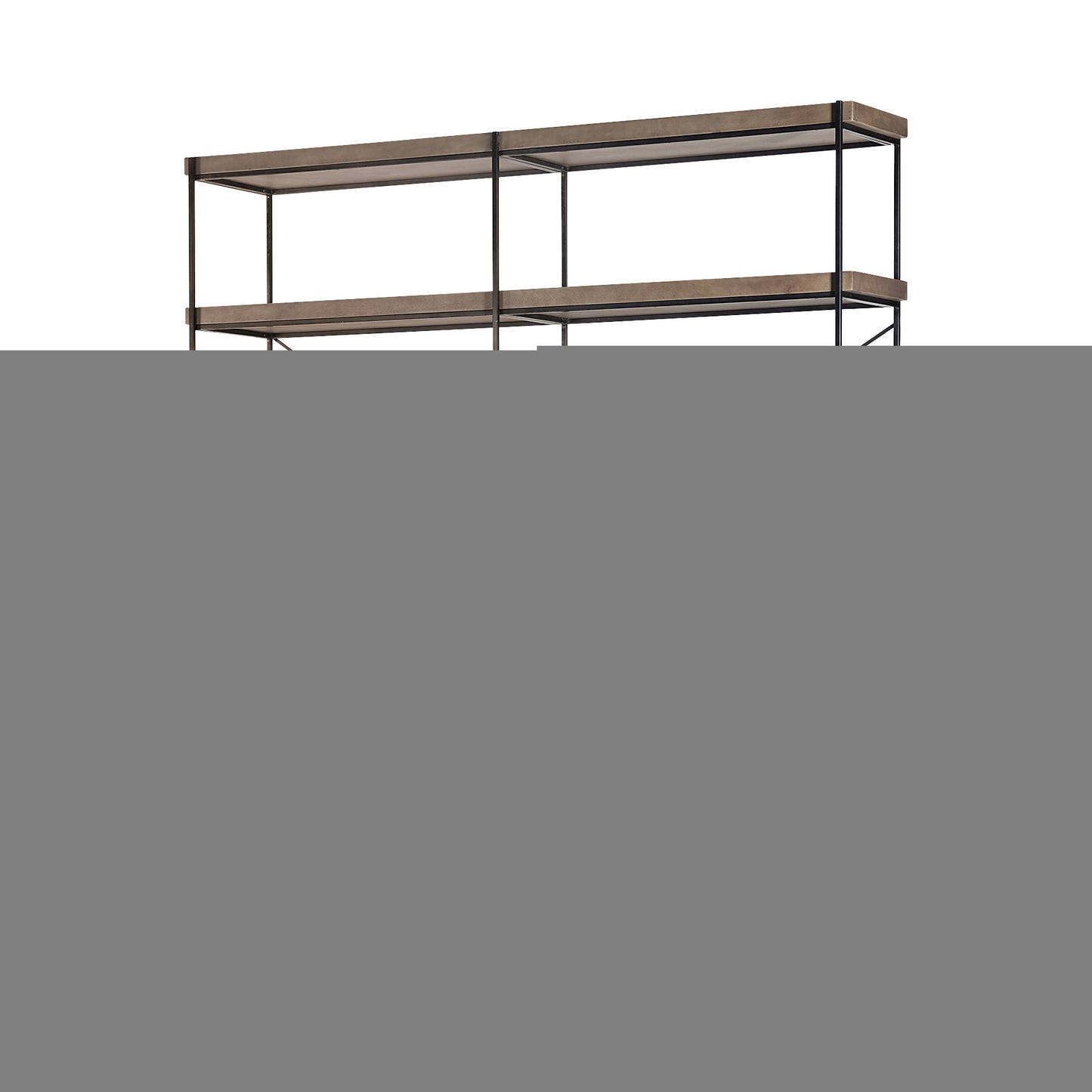 88" Black And Brown Iron and Wood Five Tier Bookcase