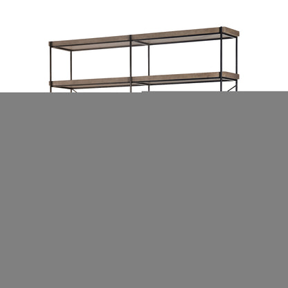 88" Black And Brown Iron and Wood Five Tier Bookcase