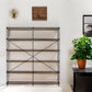 88" Black And Brown Iron and Wood Five Tier Bookcase