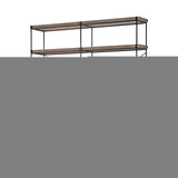 88" Black And Brown Iron and Wood Five Tier Bookcase