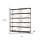 88" Black And Brown Iron and Wood Five Tier Bookcase