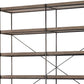 88" Black And Brown Iron and Wood Five Tier Bookcase