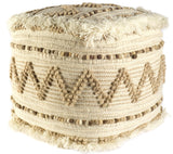18" Beige Geometric Cube Ottoman