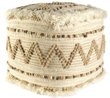 18" Beige Geometric Cube Ottoman