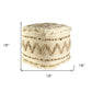 18" Beige Geometric Cube Ottoman