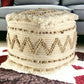 18" Beige Geometric Cube Ottoman