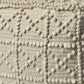 18" Ivory Wool Knubby Geometric Cube Pouf Ottoman