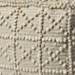 18" Ivory Wool Knubby Geometric Cube Pouf Ottoman