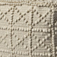 18" Ivory Wool Knubby Geometric Cube Pouf Ottoman