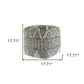 18" Blue Geometric Pouf Ottoman