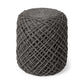 16" Gray Upholstery Cylinder Abstract Pouf Ottoman