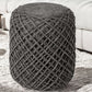 16" Gray Upholstery Cylinder Abstract Pouf Ottoman