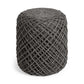 16" Gray Upholstery Cylinder Abstract Pouf Ottoman