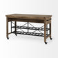 Brown Solid Wood Top Kitchen Island With Two Tier Black Metal Rolling