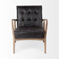 28" Black and Brown Leather Tufted Lounge Chair