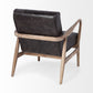 28" Black and Brown Leather Tufted Lounge Chair