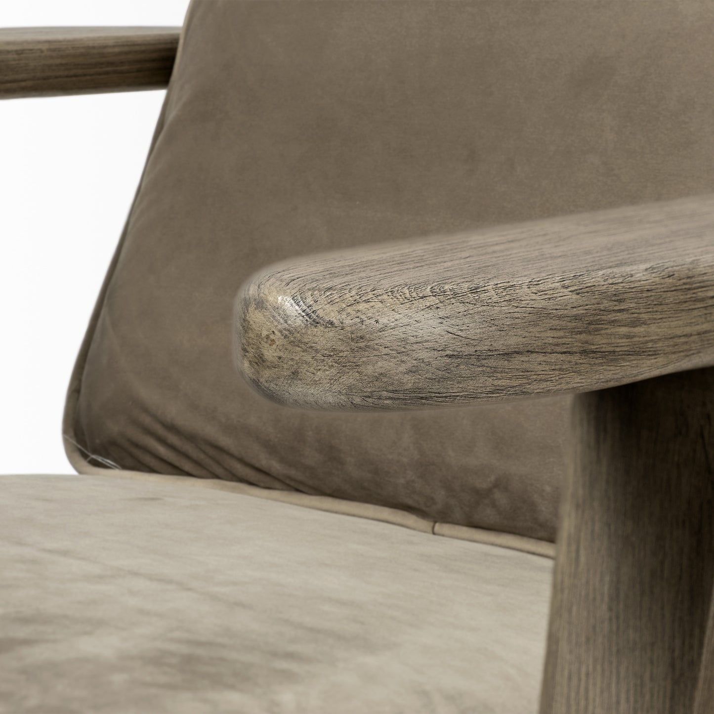 31" Olive Green and Brown Velvet Lounge Chair