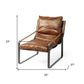 35" Brown and Black Leather Distressed Lounge Chair