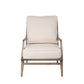 24" Ivory and Brown Fabric Arm Chair