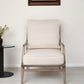 24" Ivory and Brown Fabric Arm Chair