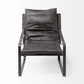 35" Black Leather Distressed Arm Chair