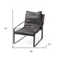 35" Black Leather Distressed Arm Chair