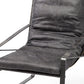 35" Black Leather Distressed Arm Chair