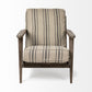 31" Beige Gray and Brown Fabric Striped Lounge Chair