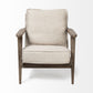 31" Cream and Brown Fabric Lounge Chair