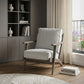 31" Light Gray and Brown Fabric Lounge Chair