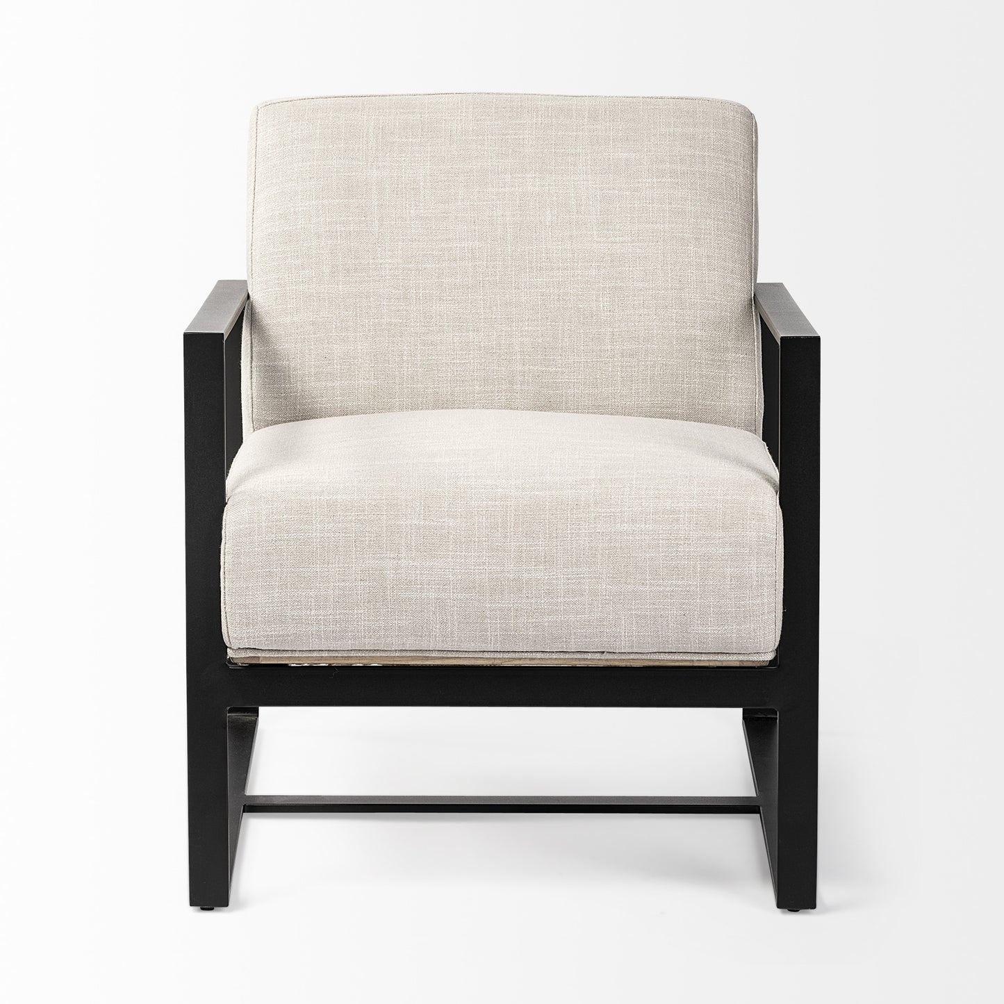 32" Cream and Black Fabric Arm Chair