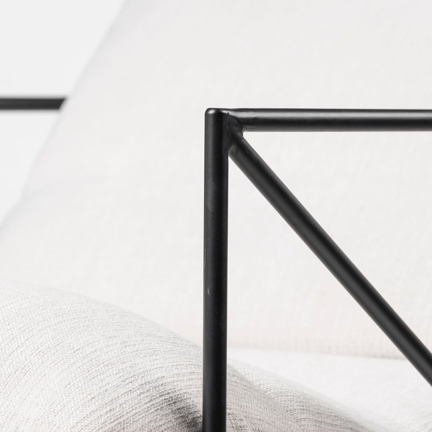 30" Cream and Black Fabric And Metal Arm Chair