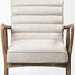 28" Cream and Brown Fabric Lounge Chair