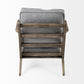 31" Gray and Brown Fabric Cushions And Wood Lounge Chair