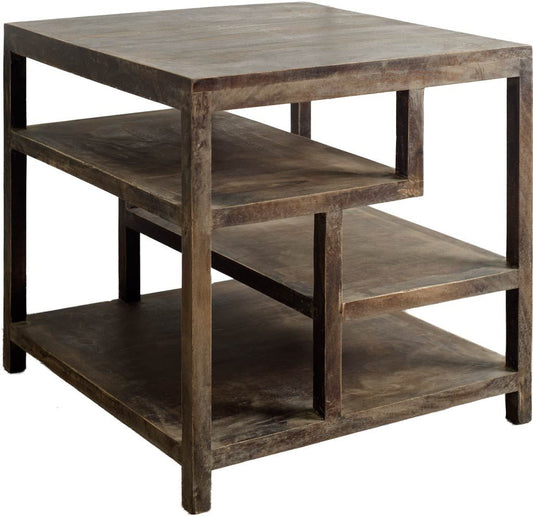 22" Natural Brown Solid Wood Square End Table