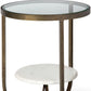 24" White Glass Round End Table