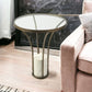 24" Black And White Glass Round End Table