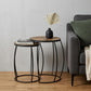 Set of Two 26" Black And Brown Solid Wood Round End Table