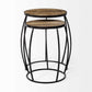 Set of Two 26" Black And Brown Solid Wood Round End Table