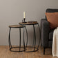 Set of Two 26" Black And Brown Solid Wood Round End Table
