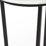 21" Black And White Marble Round End Table